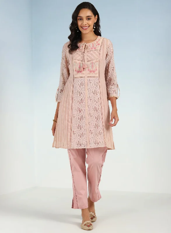 Peach Rachael Kurti with Keyhole Neck