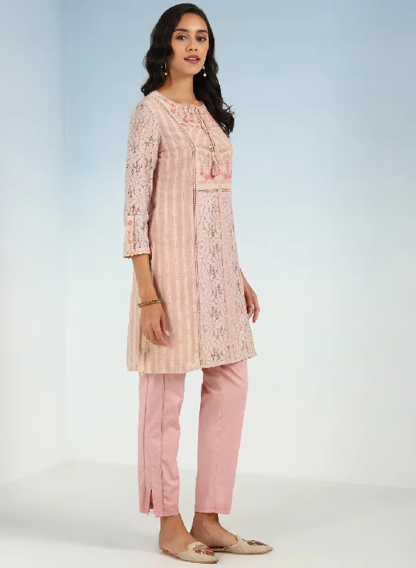 Peach Rachael Kurti with Keyhole Neck