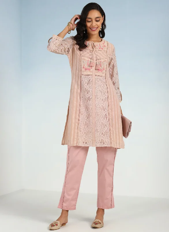 Peach Rachael Kurti with Keyhole Neck