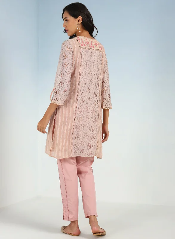 Peach Rachael Kurti with Keyhole Neck