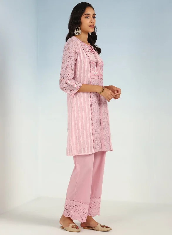 Pink Rachael Kurti with Keyhole Neck