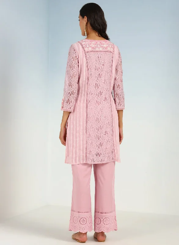 Pink Rachael Kurti with Keyhole Neck