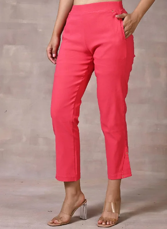 Rose Pink Capri with Elastic Waist Band