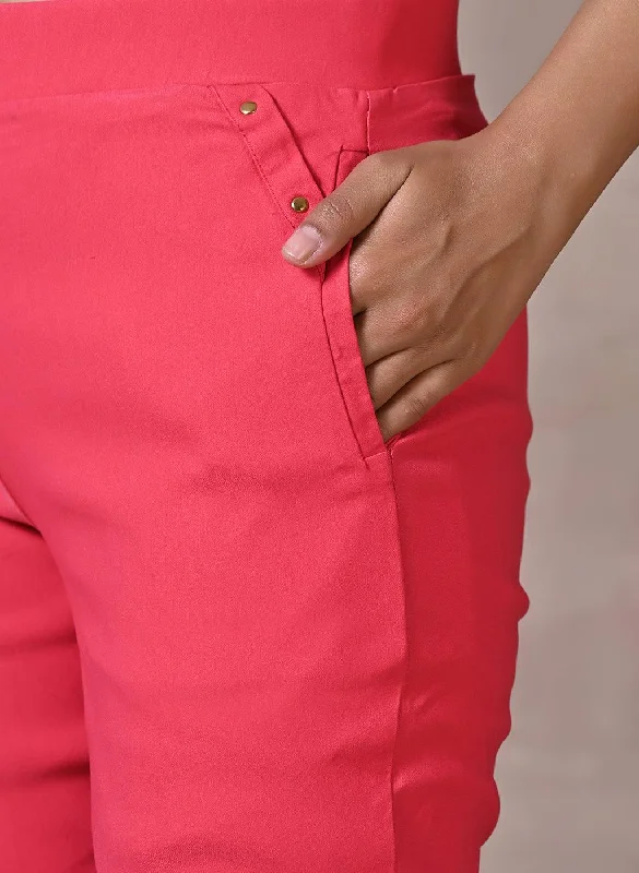 Rose Pink Capri with Elastic Waist Band