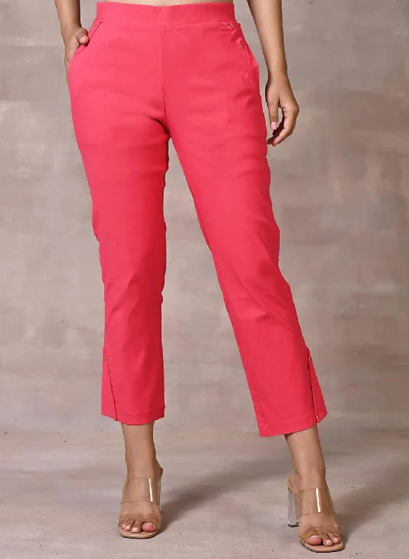 Rose Pink Capri with Elastic Waist Band