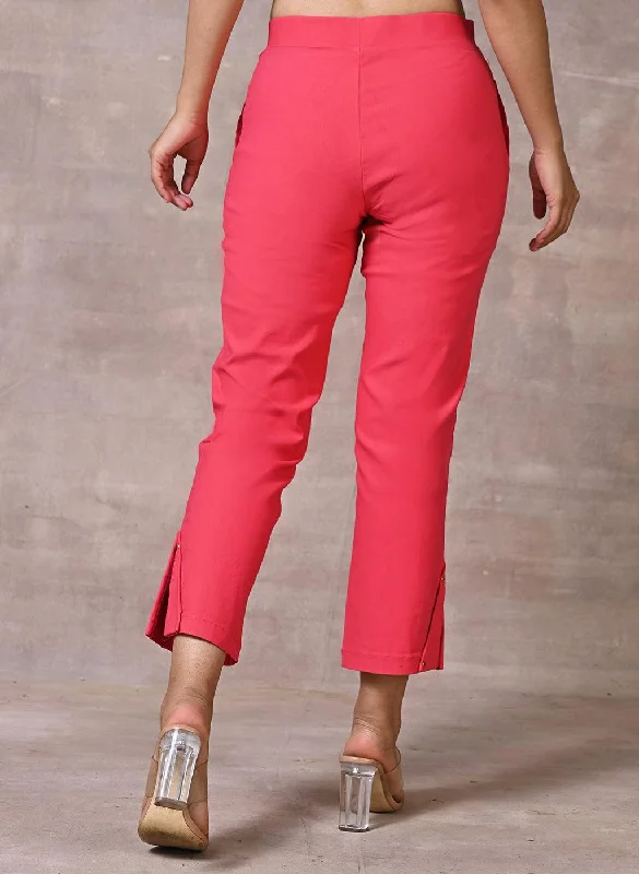 Rose Pink Capri with Elastic Waist Band