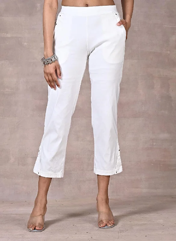 Ivory White Capri with Elastic Waist Band