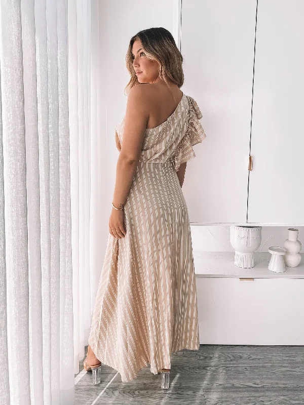 Bathsheba Dress - Beige Stripe