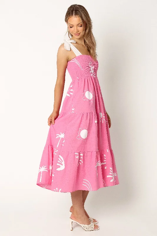 Sarelle Midi Dress - Hot Pink