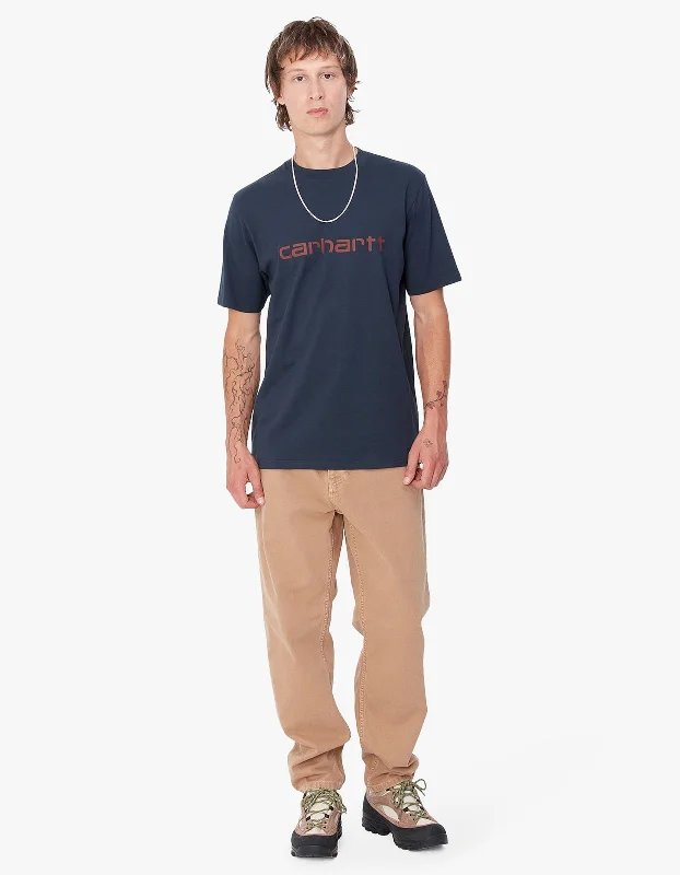 S/S Script T Shirt - Air Force Blue/Malbec