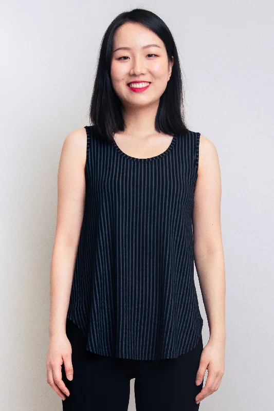 Jazz Tank, Blk/Grey Stripe, Bamboo - Final Sale