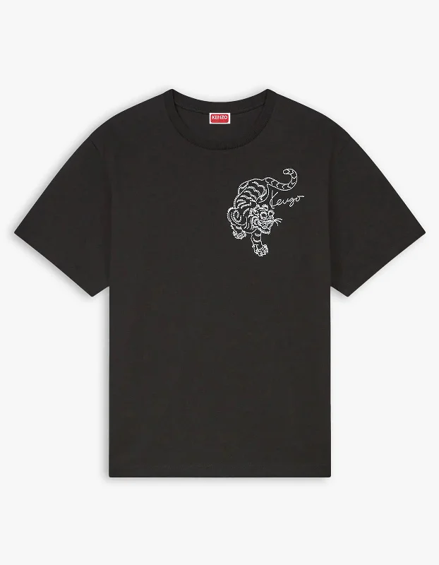 Gots Star Tiger Embroidered Oversized T Shirt - 99J Black