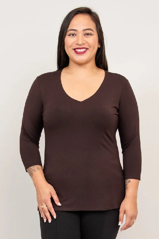 Mia Top, Coffee, Bamboo - Final Sale