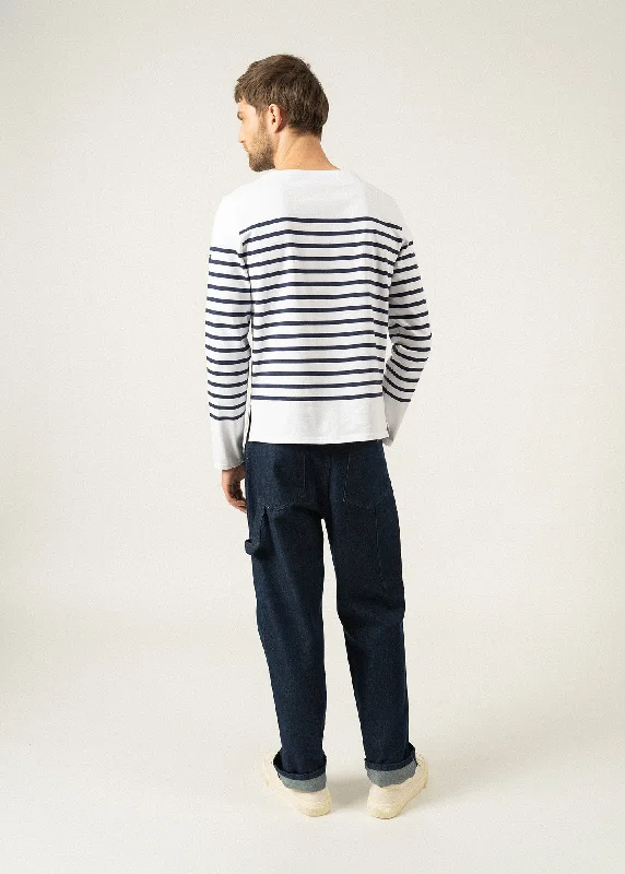 Naval authentic striped sailor shirt - in combed cotton (NEIGE/MARINE)