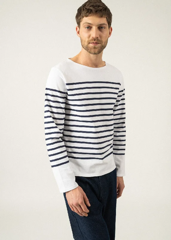 Naval authentic striped sailor shirt - in combed cotton (NEIGE/MARINE)