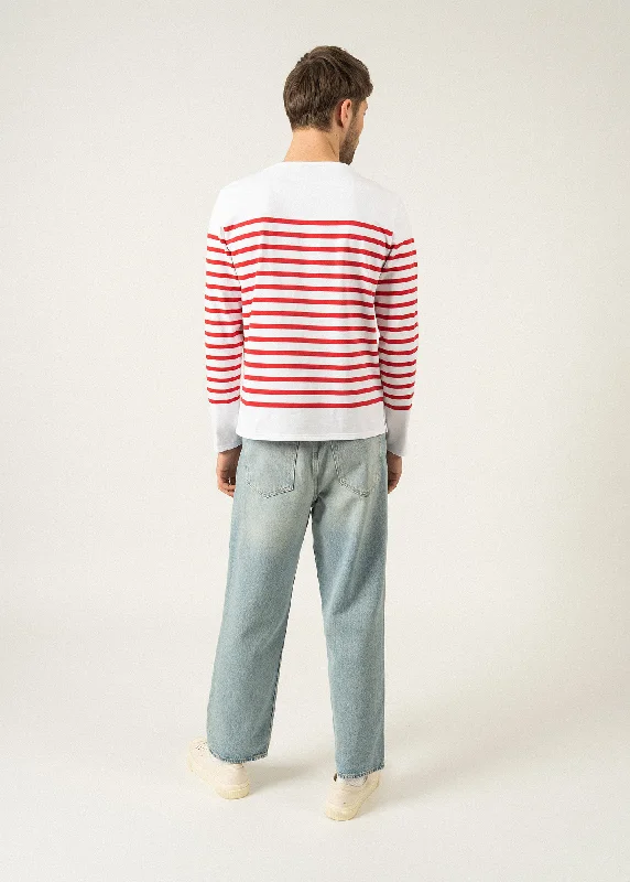 Naval authentic striped sailor shirt - in combed cotton (NEIGE/TULIPE)