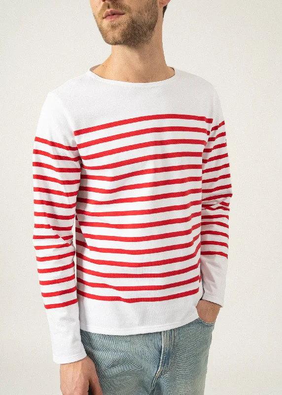 Naval authentic striped sailor shirt - in combed cotton (NEIGE/TULIPE)