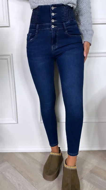 Nonie Dark Blue Push Up High Waisted Jeans