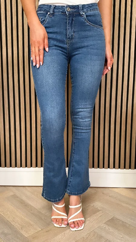 Saria Light Blue Flared Bootcut Jeans