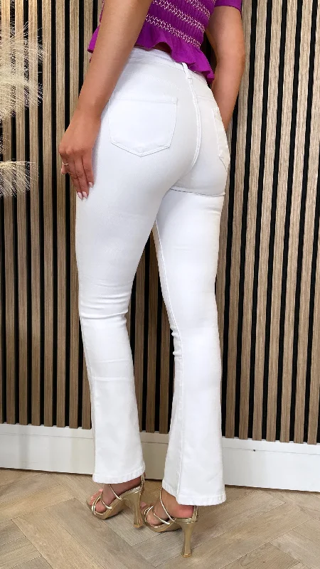 Saria White Flared Bootcut Jeans