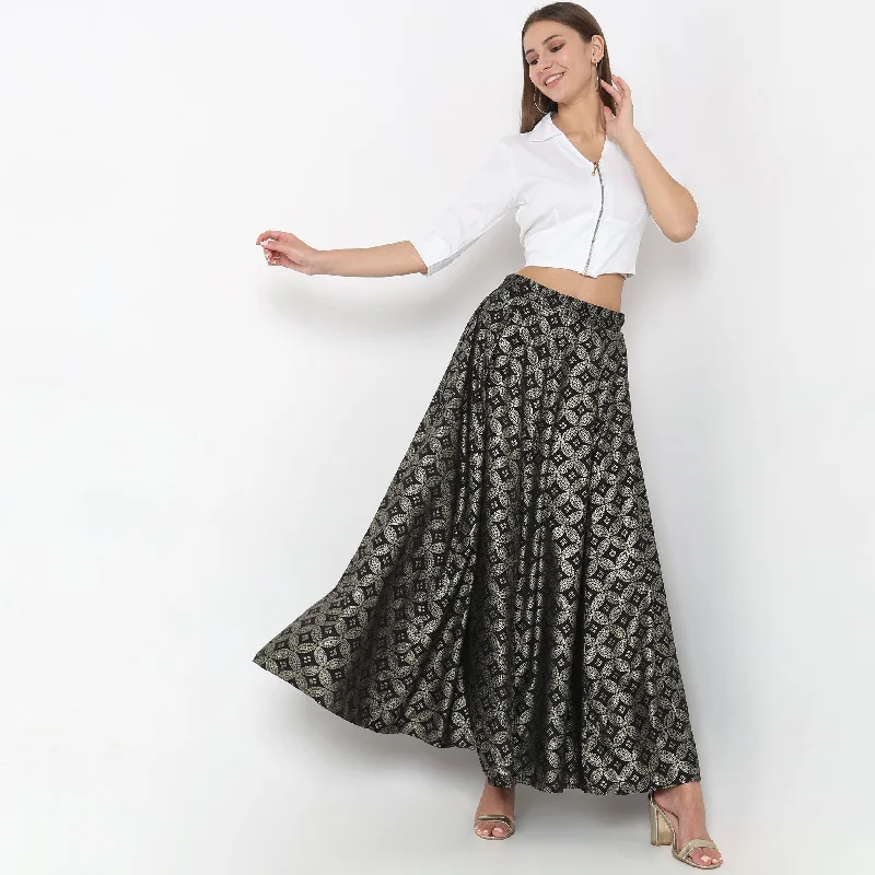 Flare Fit Printed Mid Rise Skirts