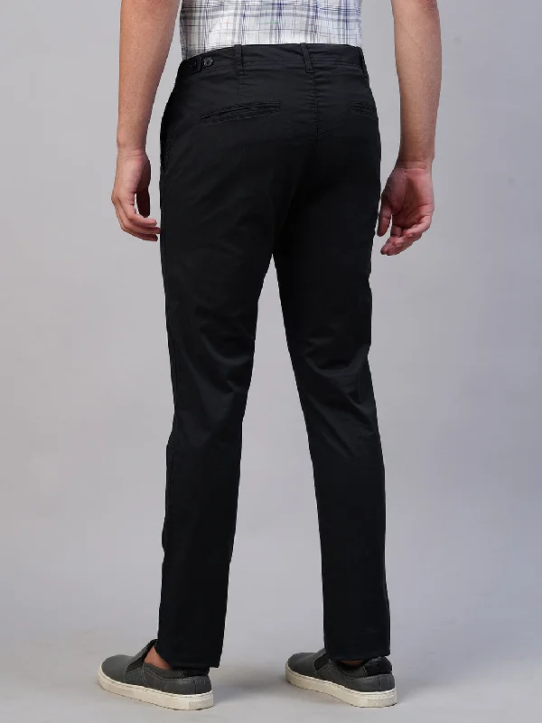 Men's Navy Cotton Lycra Slim Fit Pant