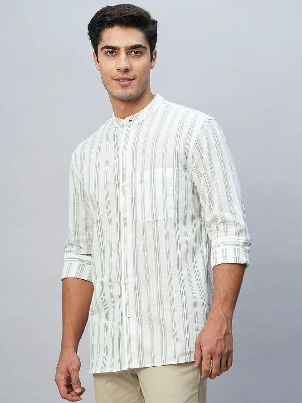 Men's Green Cotton Linen Regular Fit Shirt