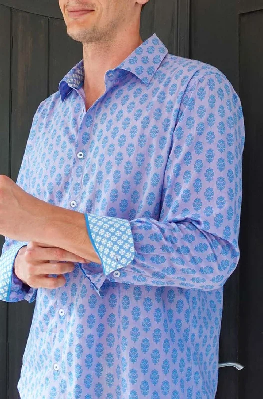 Men's Printed Cotton Shirt | Azalea Purple