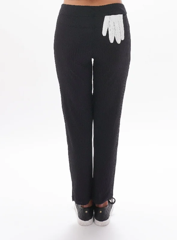 Nikki Pull-On Pant - Black Ribbed hi