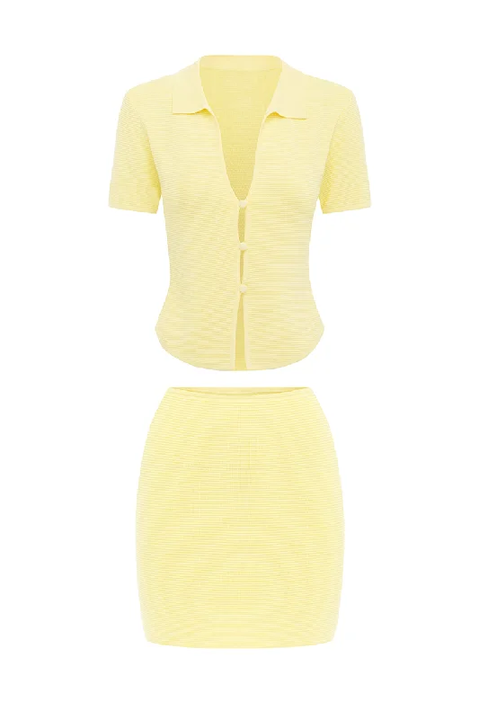 THE KNIT MINI SKIRT - BUTTER