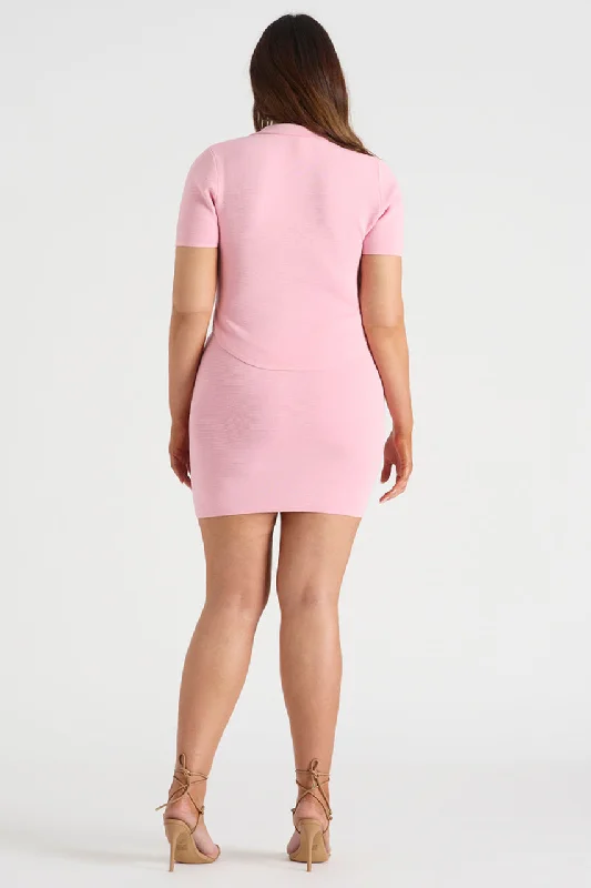 THE KNIT MINI SKIRT - PINK