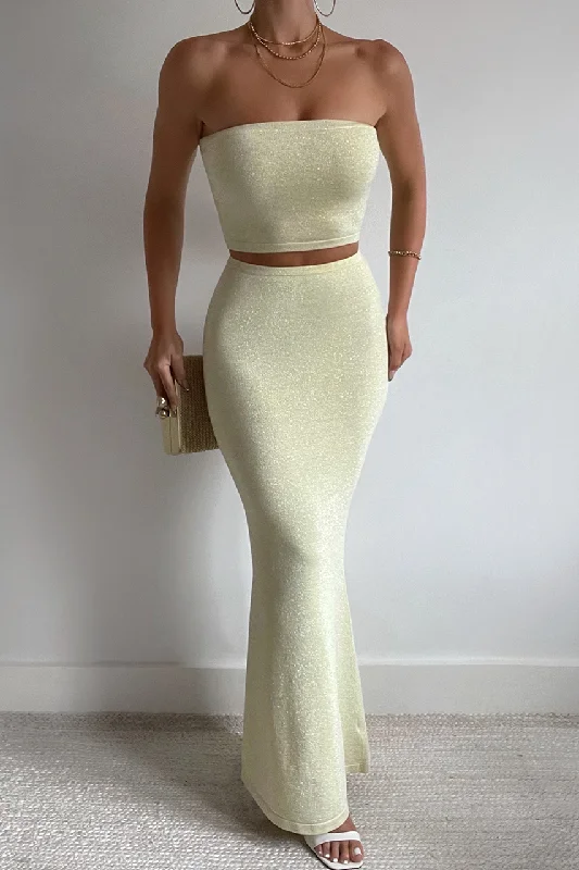 THE LUREX MAXI SKIRT - BUTTER