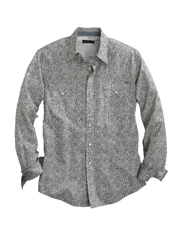 MENS LONG SLEEVE SNAP VINTAGE FLORAL WESTERN SHIRT