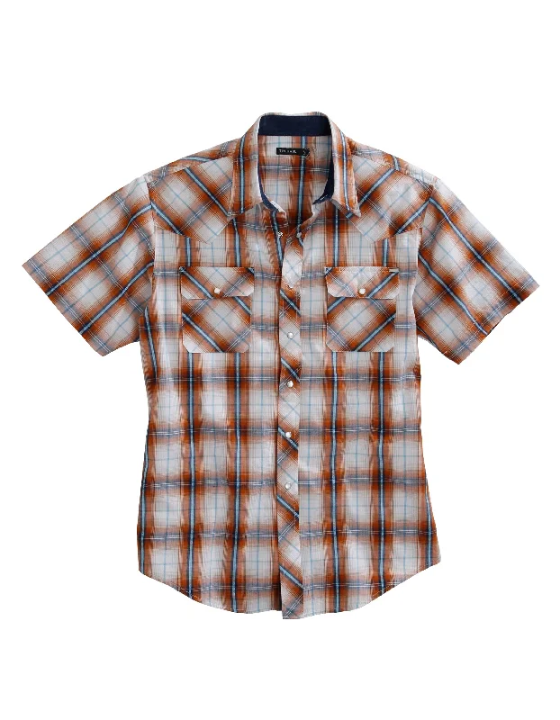 MENS SHORT SLEEVE SNAP DIAMOND DOBBY WESTERN SHIRT