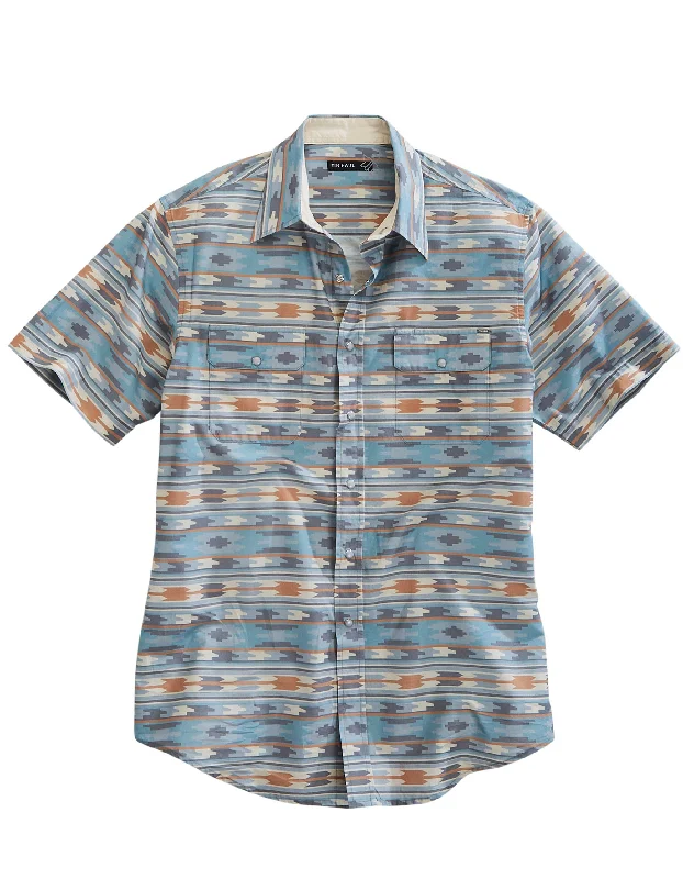 MENS SHORT SLEEVE SNAP GHOST AZTEC WESTERN SHIRT