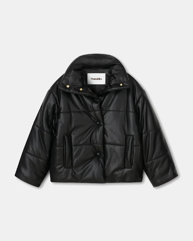 Hide - Okobor™ Alt-Leather Puffer Jacket - Black