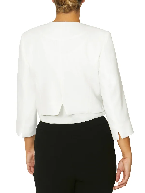 Ivory Crepe Single Button Jacket