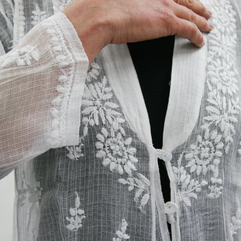 Sheer Cotton Embroidered / White