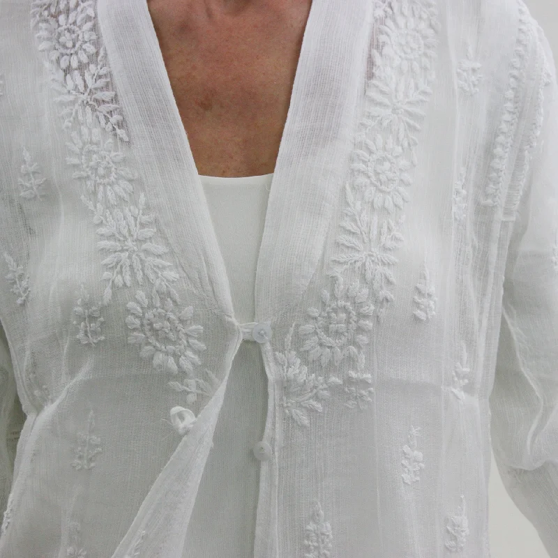 Sheer Cotton Embroidered / White