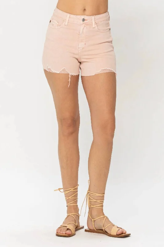 High Waist Jean Shorts In Blush