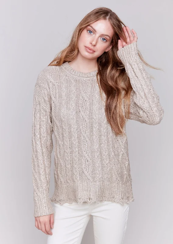 Charlie B - Metallic Cable Knit Sweater