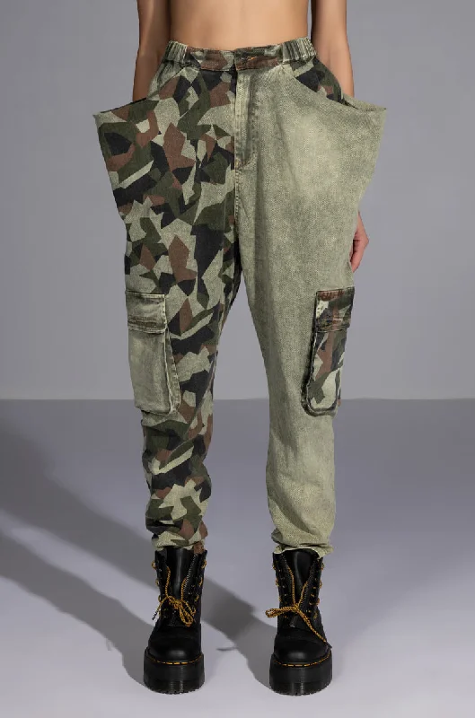 EASY ON ME CAMO COLORBLOCK PANTS