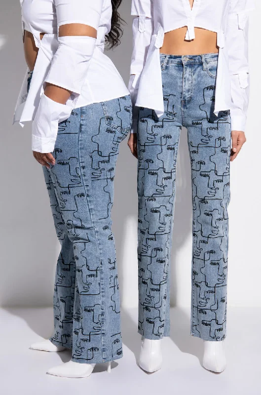 MULTIPLE FACES HIGH WAIST STRAIGHT JEANS