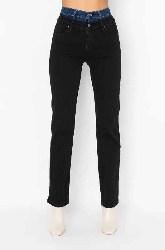 MYA DOUBLE WAIST STRAIGHT JEANS