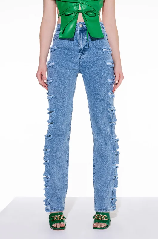 NINA HIGH WAISTED SIDE SLITS WIDE LEG JEANS