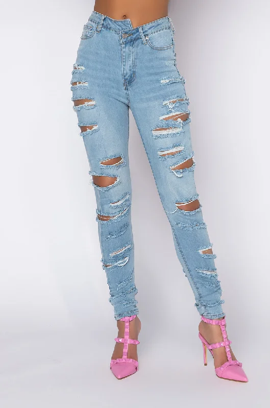 OPPOSITE DIRECTION HIGH WAISTED DISTRESSED SKINNY JEANS