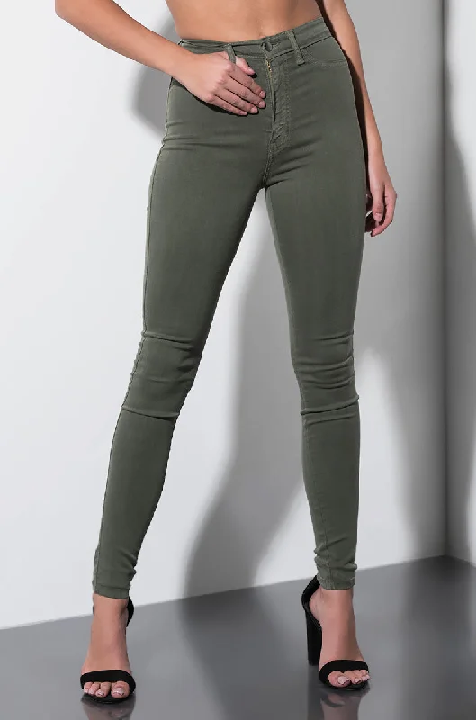 SEXY DENIM HIGH RISE DENIM OLIVE GREEN