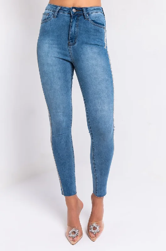 SEXY RHINESTONE DENIM HIGH RISE DENIM