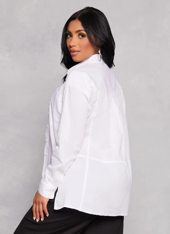 Button Front Cuffed Sleeve Shirt