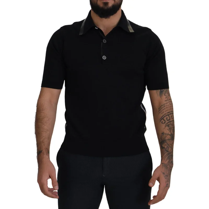 Dolce & Gabbana Elegant Black Silk Blend Polo T-Shirt